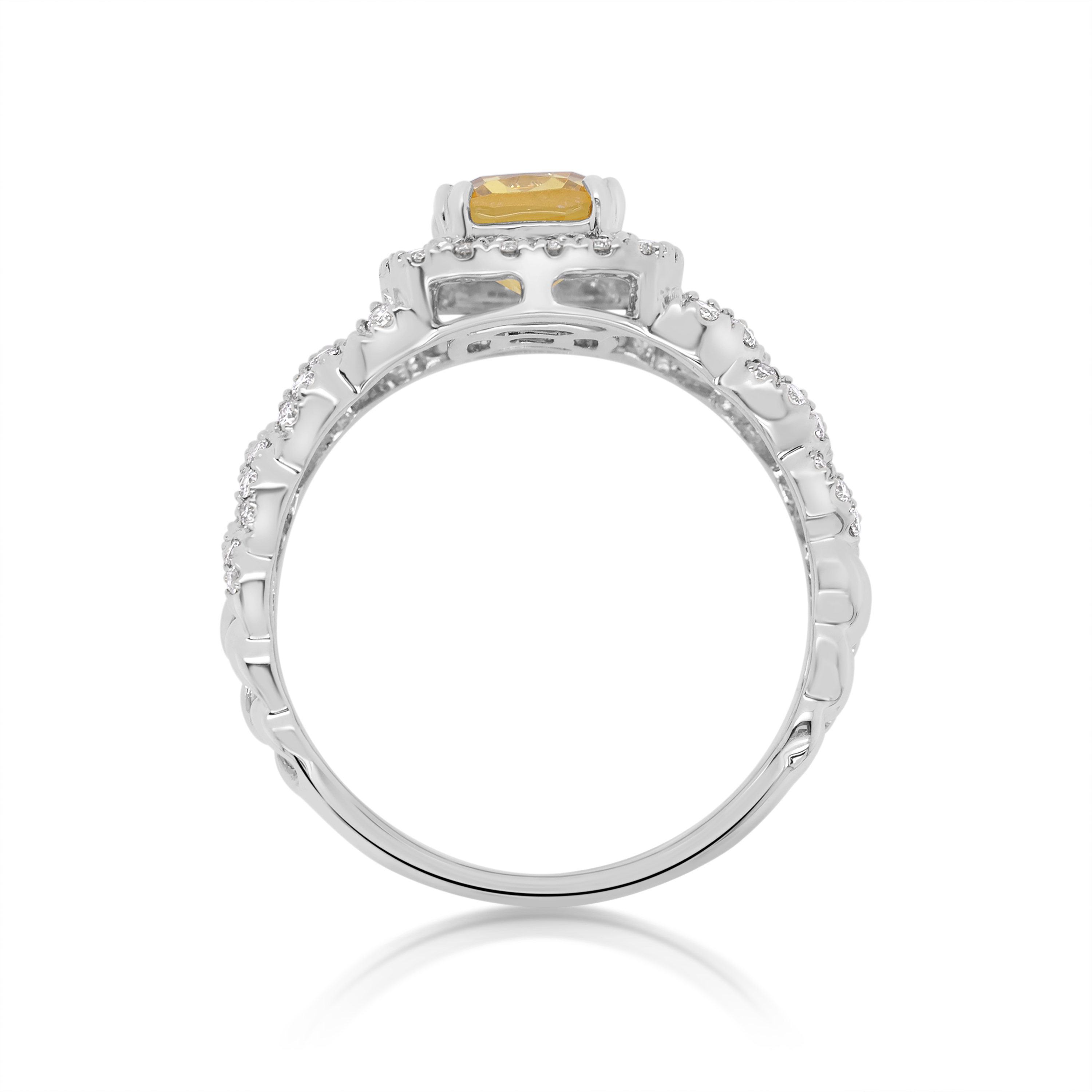 Diamond Ring 0.55 ct. 14K White Gold Yellow Center Stone
